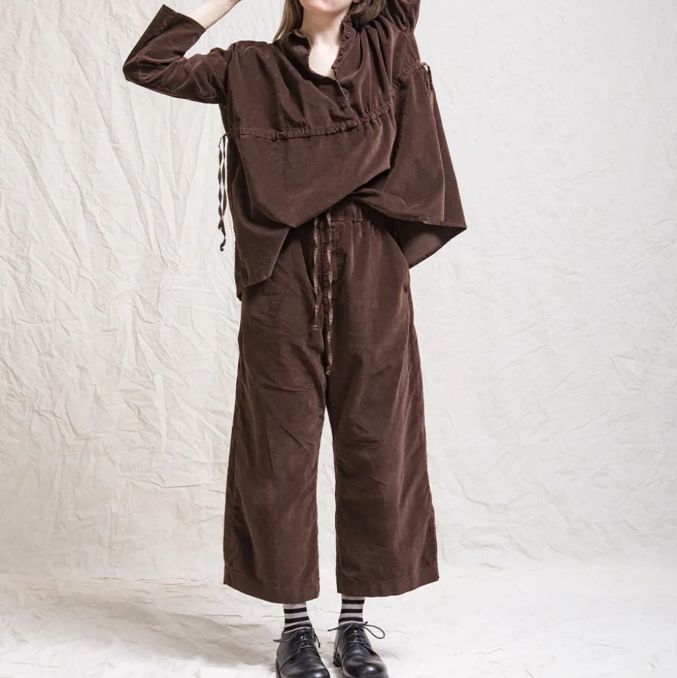 Femme ALBUM DI FAMILIA Pantalons-Album Di Famiglia - Pantalon en velours - Café