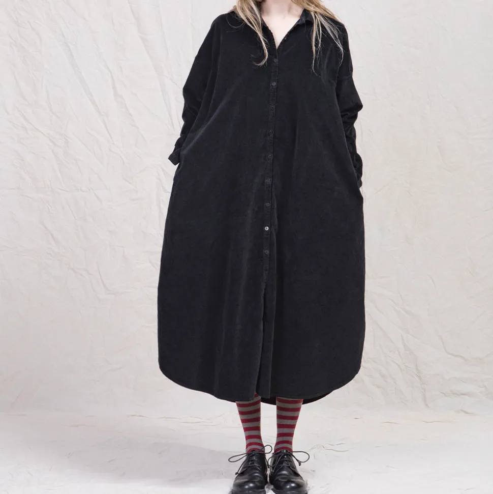 Femme ALBUM DI FAMILIA Robes-Album Di Famiglia - Robe chemise longue - Noir