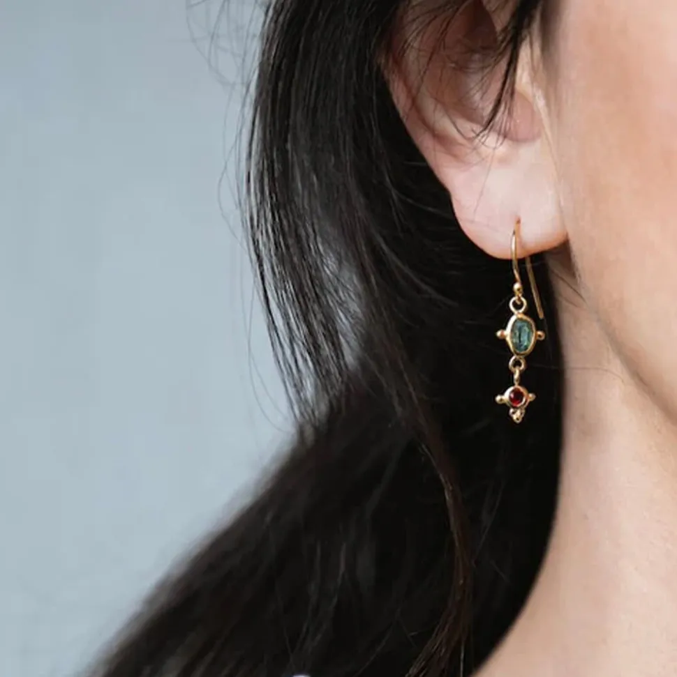 Femme ALIX D REYNIS Boucles D'oreilles-Alix D. Reynis - Boucles d'oreilles Leo - Tourmaline Rouge