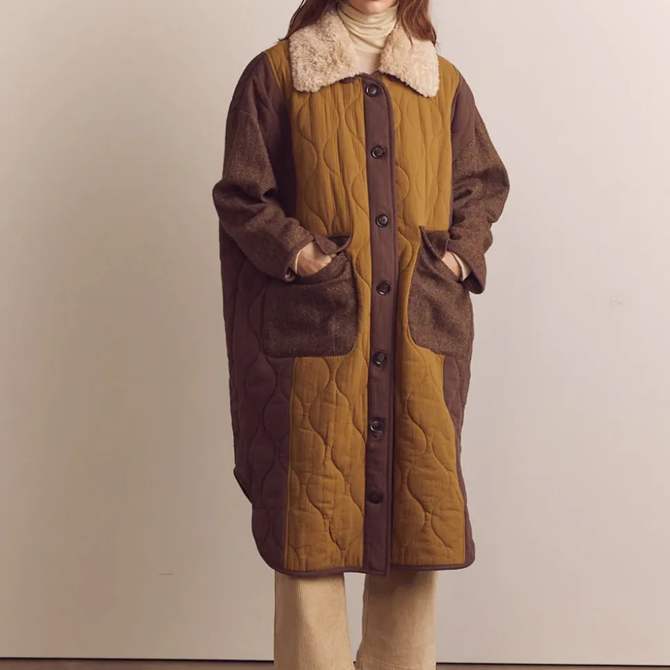 Femme Amente Manteaux-- Manteau Matelassé - Marron
