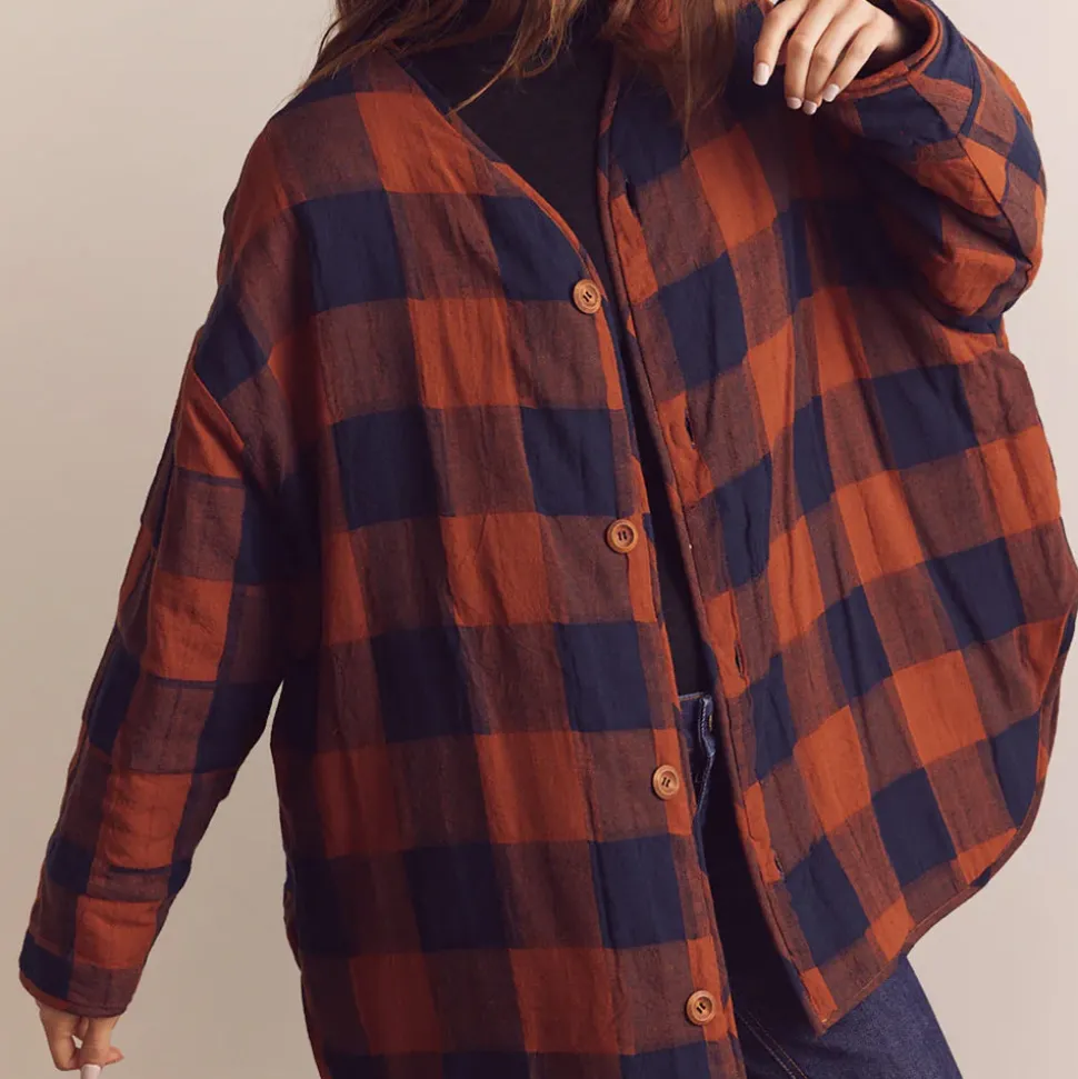 Femme Amente L'esprit Merci|Vestes-- Veste Matelassée Réversible - Bleu/Marron