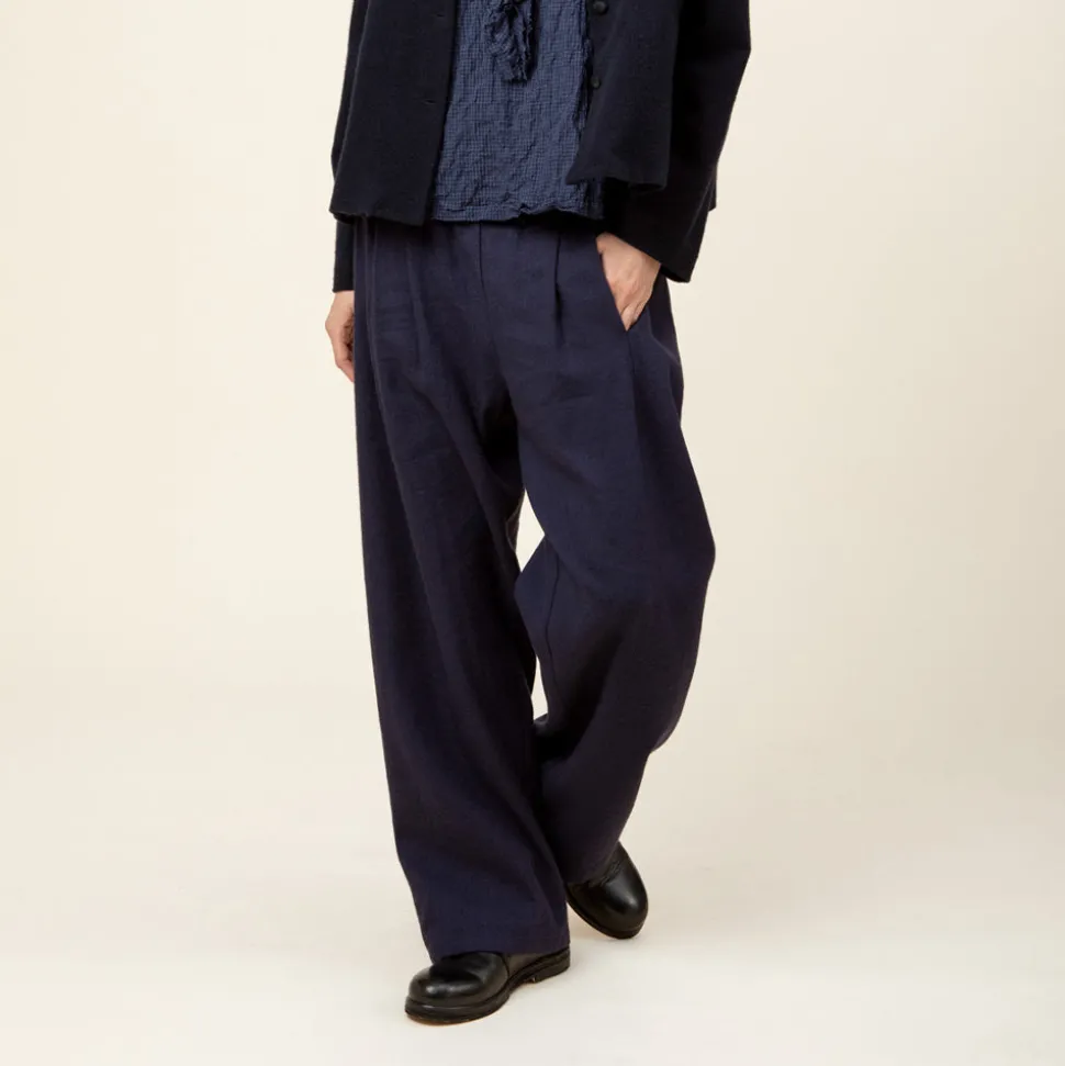 Femme APUNTOB Pantalons-- Pantalon Large - Marine