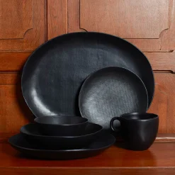 1636 DEARTIS Assiettes Creuses-Assiette creuse en grès - Noir