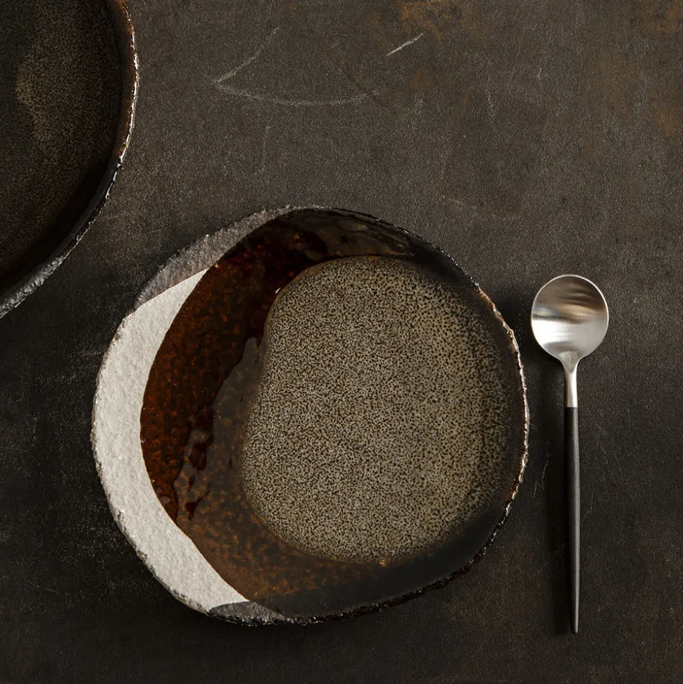 925 JARS CERAMISTES Assiettes Plates-Assiette en grès émaillé Wabi - Seidou Kaki