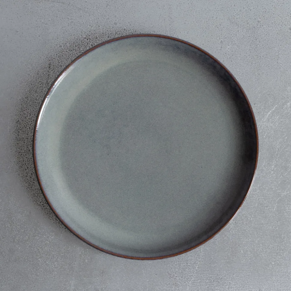 MERCI Assiettes Plates-Assiette plate en grès émaillé Jaspe - Bleu