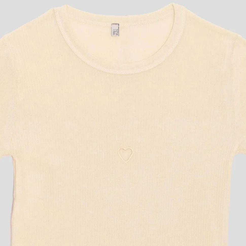 Femme BASERANGE T-shirts-- T-Shirt Heart manches longues - Blanc