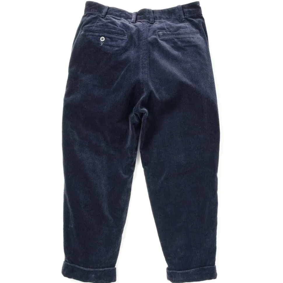 Homme Beams Pantalons-Plus - Pantalon 2 Pleats Velours - Bleu