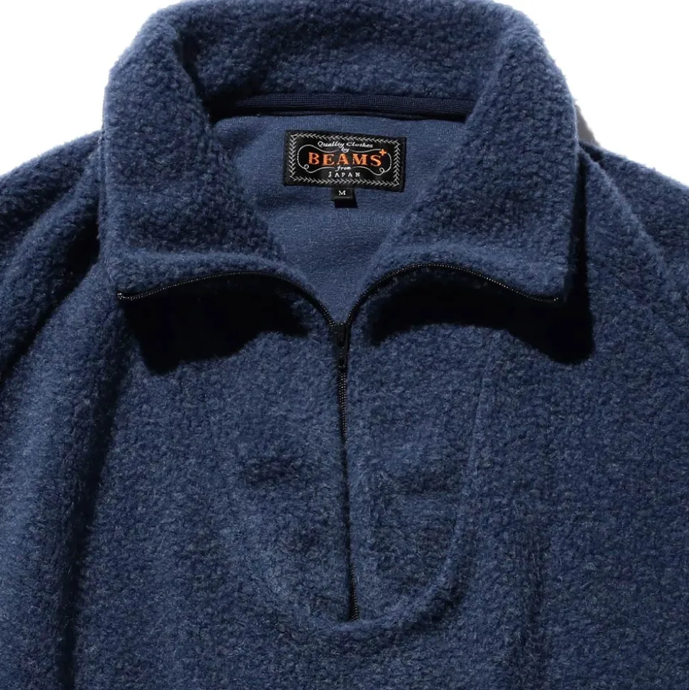 Homme BEAMS Mailles-Plus - Pull Zip - Bleu