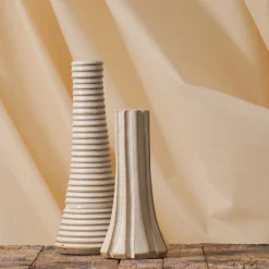 914 GRES CERAMICS Bougeoirs-Bougeoir en grès - Rayures verticales