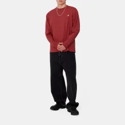 Homme Carhartt WIP Sweats-- T-Shirt American Script - Rouge