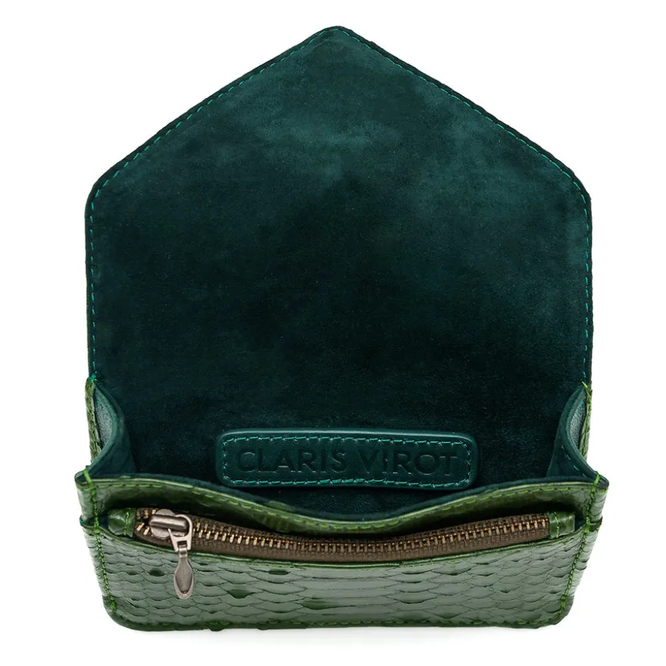 Femme Claris Virot Porte Monnaie|Porte Monnaie-- Porte Carte Python Alex - Vert