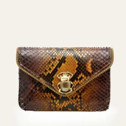 Femme Claris Virot Porte Monnaie|Porte Monnaie-- Porte Carte Python Alex - Marron
