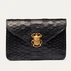 Femme Claris Virot Porte Monnaie|Porte Monnaie-- Porte Carte Python Alex - Noir