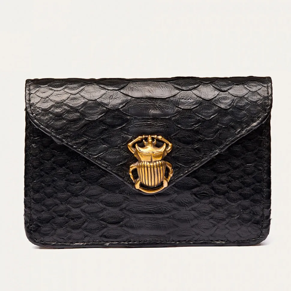 Femme Claris Virot Porte Monnaie|Porte Monnaie-- Porte Carte Python Alex - Noir