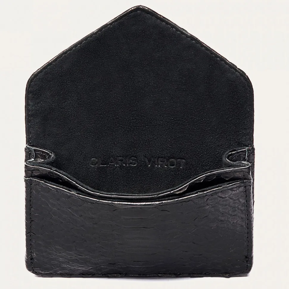 Femme Claris Virot Porte Monnaie|Porte Monnaie-- Porte Carte Python Alex - Noir