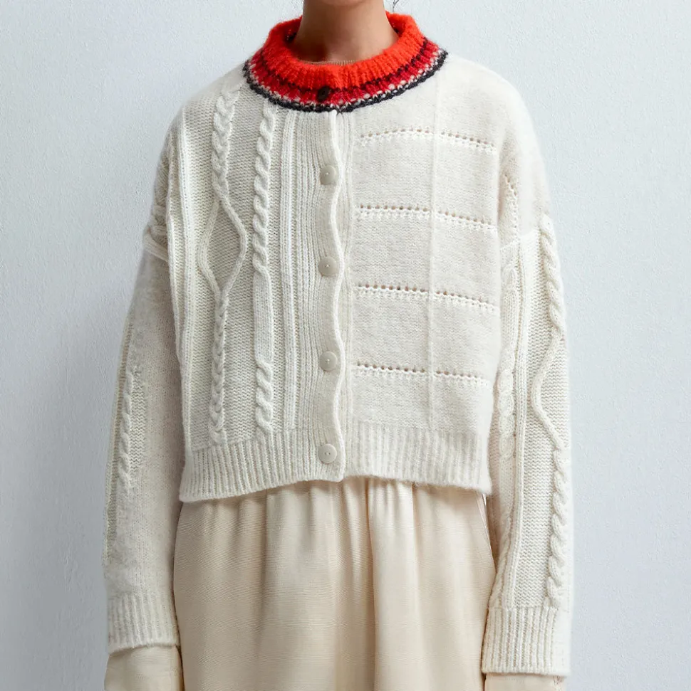 Femme Cordera Mailles-- Cardigan - Blanc