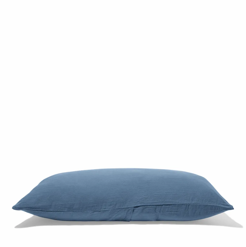 2100 GAZEX Coussins|Coussins Rectangles-Coussin rectangle en gaze de coton - Bleu zinc