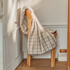 2138 TESSILECHITI Plaids & Couvertures|L'esprit Merci-Couverture Merci - Carreaux Bleu Shibori