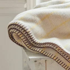 2138 TESSILECHITI Plaids & Couvertures|L'esprit Merci-Couverture Merci - Carreaux Jaune Asahi