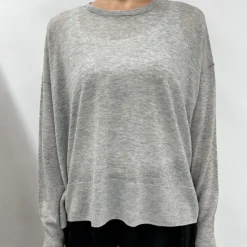 Femme CT Plage Mailles-- Pull Fin - Gris Clair