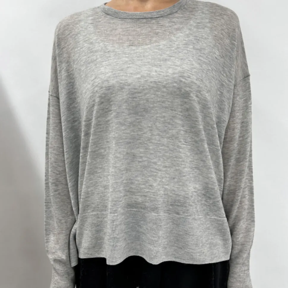 Femme CT Plage Mailles-- Pull Fin - Gris Clair