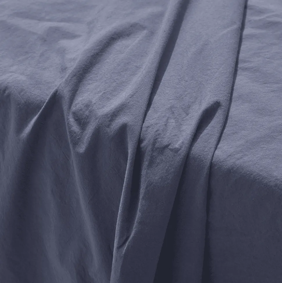 #N/A Draps Plats-Drap plat en percale de coton - Bleu d'Orage