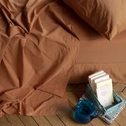 1700 COTEX Draps Plats-Drap plat en percale de coton - Brun