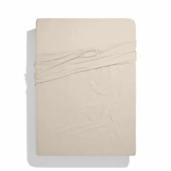 1700 COTEX Maison De Campagne|Draps Plats-Drap plat en percale de coton - Beige Dune