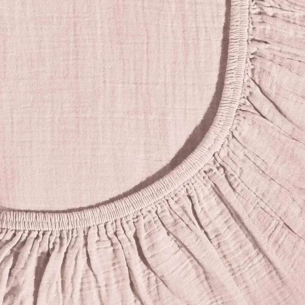 2100 GAZEX Draps Housse-Drap-housse en gaze de coton - Rose de Bagatelle