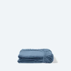2100 GAZEX Draps Housse-Drap-housse en gaze de coton - Bleu Zinc