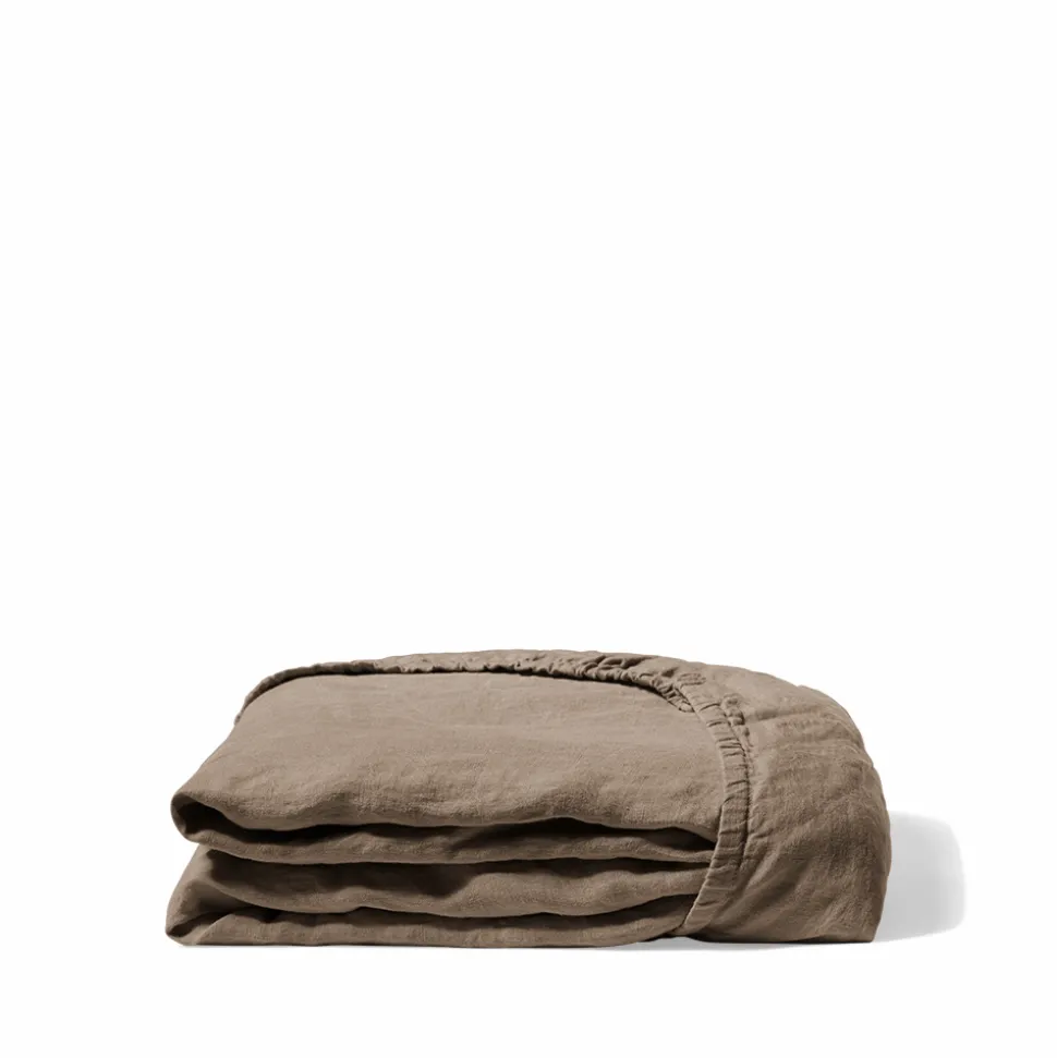 200 LINTEX Maison De Campagne|Draps-housse-Drap-housse en lin lavé - Brun Cha Iro