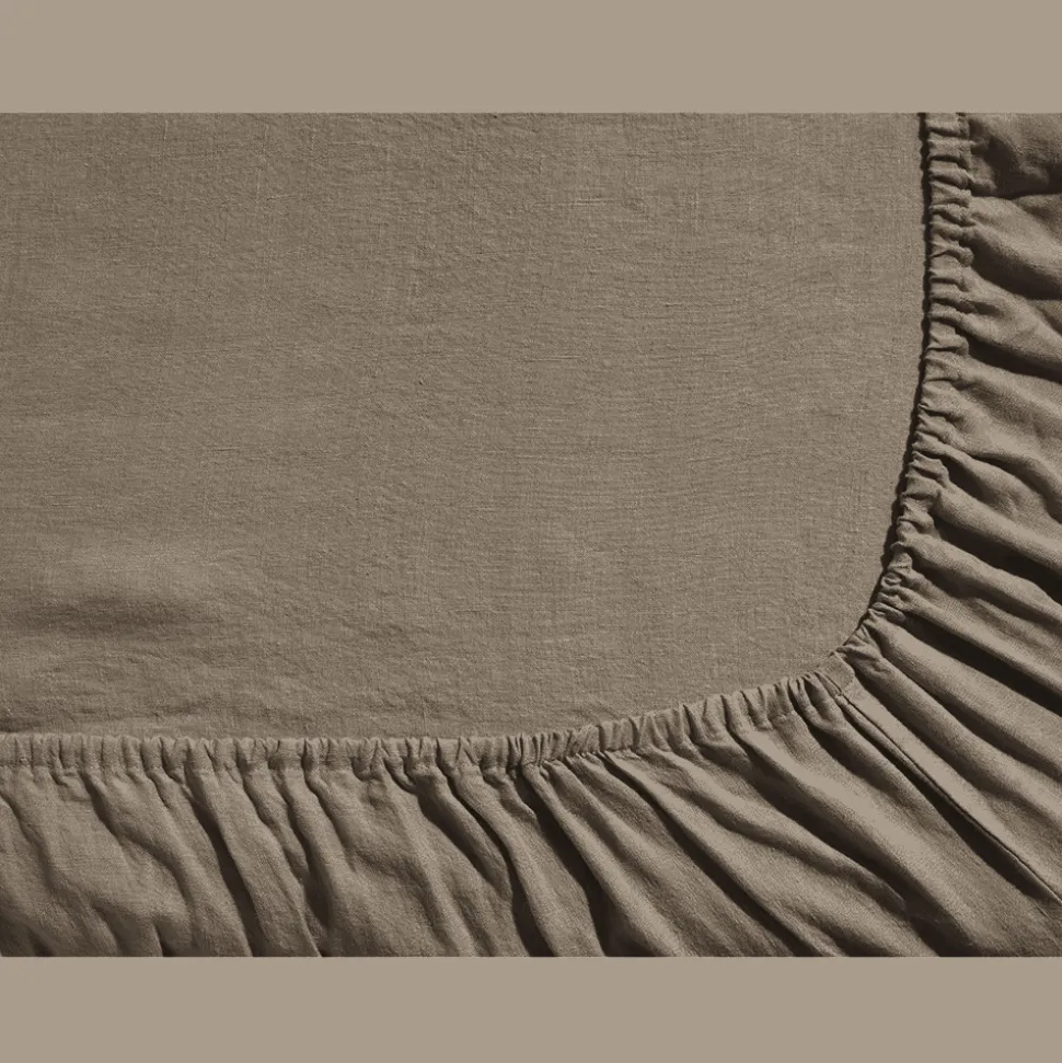 200 LINTEX Maison De Campagne|Draps-housse-Drap-housse en lin lavé - Brun Cha Iro