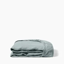 200 LINTEX Draps-housse-Drap-housse en lin lavé - Gris Vésuve