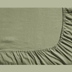 200 LINTEX Maison De Campagne|Draps-housse-Drap-housse en lin lavé - Vert Komorebi
