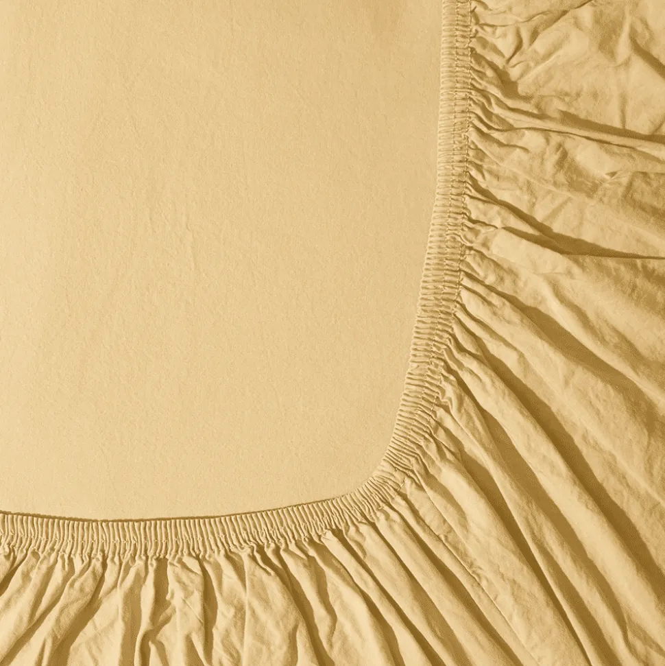 1700 COTEX Draps Housse-Drap-housse en percale de coton - Jaune Orge