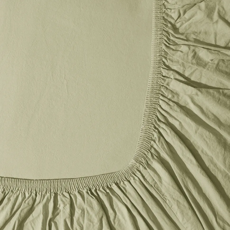 1700 COTEX Draps Housse-Drap-housse en percale de coton - Vert Sauge