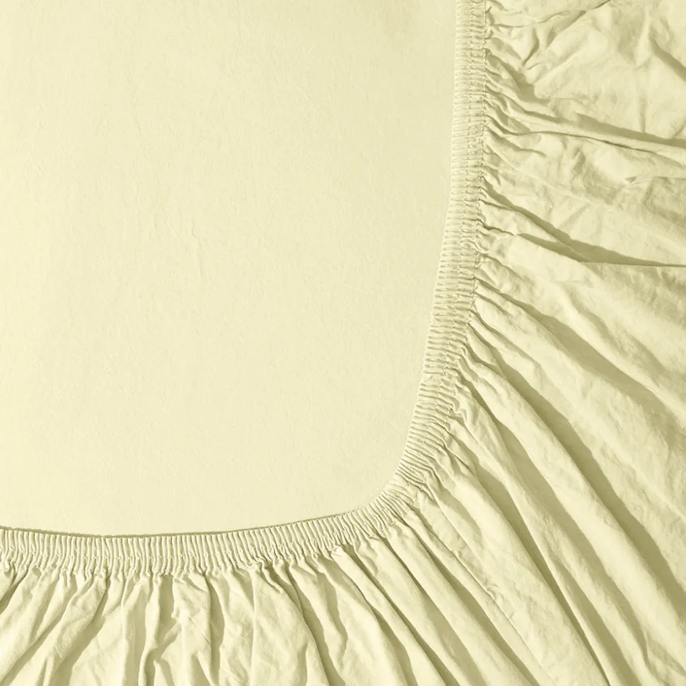 1700 COTEX Draps Housse-Drap-housse en percale de coton - Jaune Yuzu