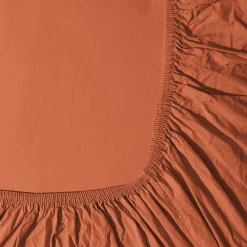 1700 COTEX Draps Housse-Drap-housse en percale de coton - Rouge Ocre