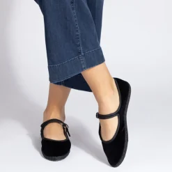 Femme Drogheria Crivellini Ballerines-- Ballerines Jane Velvelt à attache - Noir