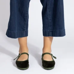 Femme Drogheria Crivellini Ballerines-- Ballerines Jane Velvelt à attache - Olive