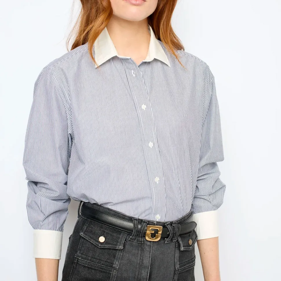 Femme GERARD DAREL Chemises-- Chemise à rayures et col blanc - Anthracite