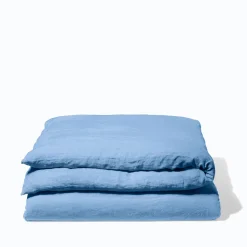 200 LINTEX Housses De Couette-Housse de couette en lin lavé - Bleu Tyrrhénien
