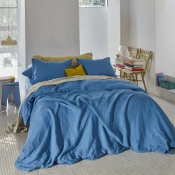 200 LINTEX Housses De Couette-Housse de couette en lin lavé - Bleu Paros