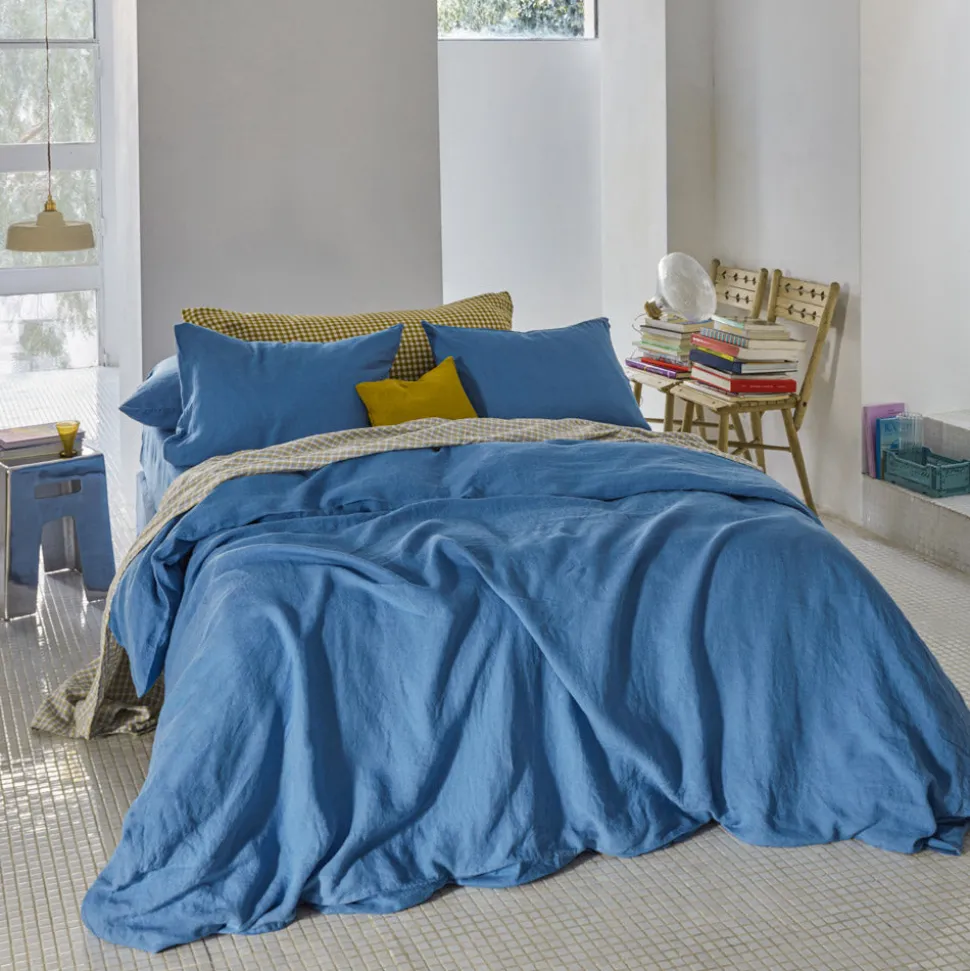 200 LINTEX Housses De Couette-Housse de couette en lin lavé - Bleu Paros
