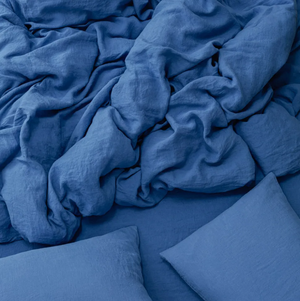 200 LINTEX Housses De Couette-Housse de couette en lin lavé - Bleu Paros