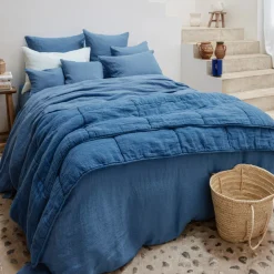 200 LINTEX Housses De Couette-Housse de couette en lin lavé - Bleu Paros