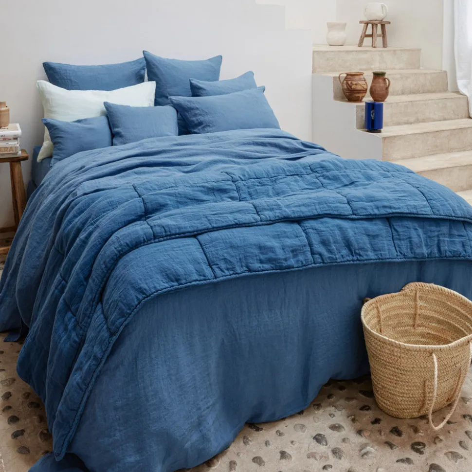 200 LINTEX Housses De Couette-Housse de couette en lin lavé - Bleu Paros