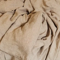 200 LINTEX L'esprit Merci|Édition Limitée-Housse de couette en lin lavé - Carreaux Brun Cha Iro