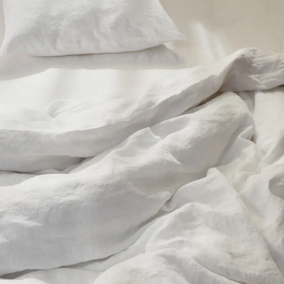 200 LINTEX Maison De Campagne|Housses De Couette-Housse de couette en lin lavé - Blanc Optique