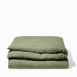 200 LINTEX Accessoirisez Votre Intérieur|Maison De Campagne-Housse de couette en lin lavé - Vert Komorebi